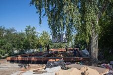 Разгрузка керамзита на площадке