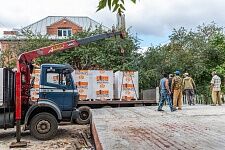 Разгрузка газобетонных блоков