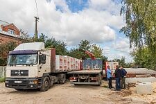 Разгрузка газобетонных блоков